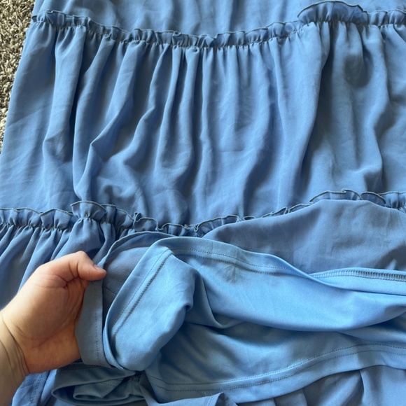 OneTheLand CottageCore multi tiered dusty blue maxi dress - Picture 4 of 4